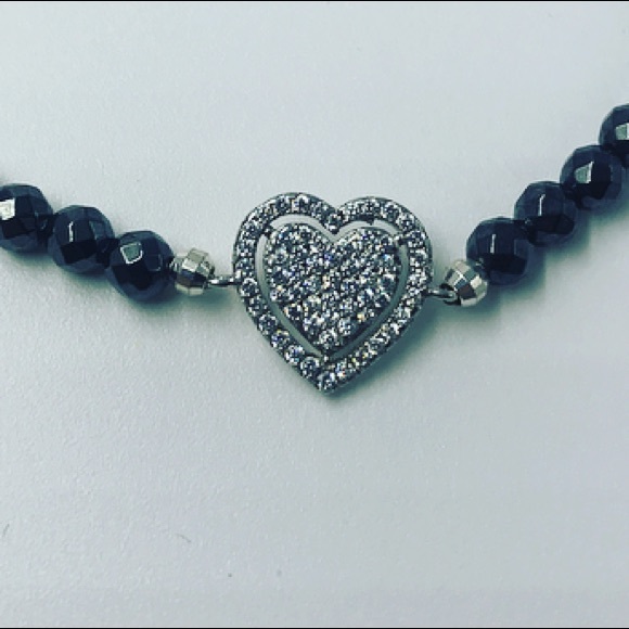 Sterling silver & white gold plated heart bracelet - Picture 5 of 8